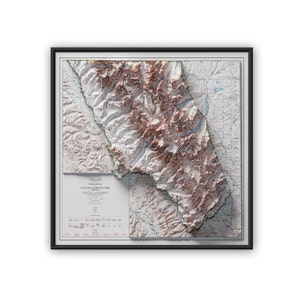 Gletscher-Nationalpark Karte-Montana Vintage Reprint Historische Karte mit Relief-Effekt, Wanddekoration, Gletscher Vintage Wandkunst, Gletscherdruck