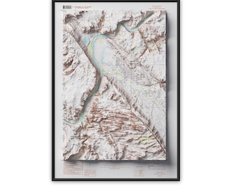 Topographic Map of Moab 1985, Utah Vintage Reprint Historical Map Relief Effect