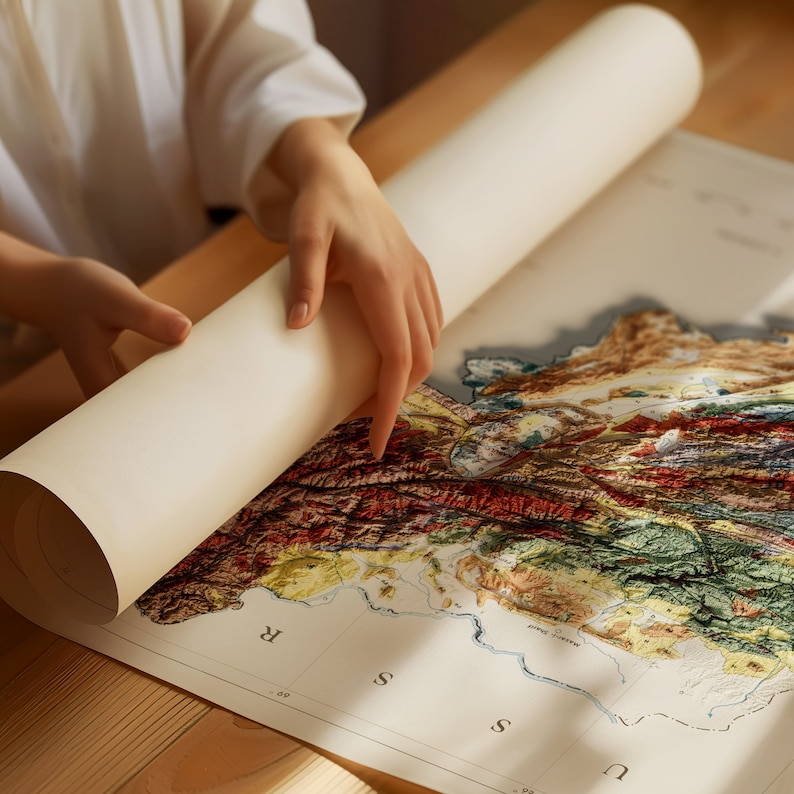 Vintage Afghanistan Map Print – 1969 Geological Shaded Relief Wall Art ...