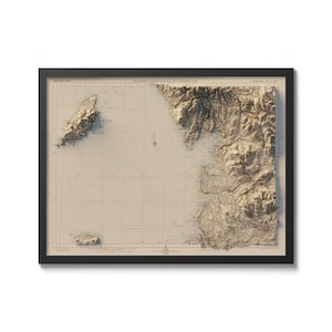 Lancashire And Isle Of Man Topographic Map Vintage Reprint Historical Map With Relief Effect