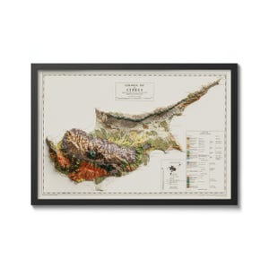 Carta geologica di Cipro del 1969, ristampa d'epoca di Cipro, mappa storica con effetto rilievo, arte murale d'epoca di Cipro, poster di Cipro