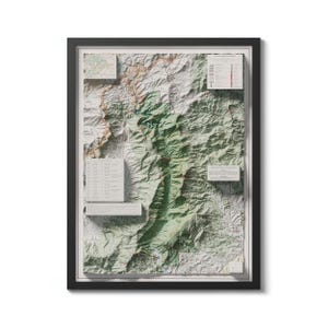 Linville Gorge Wilderness Area Map Print With Relief Effect, Linville Gorge Wall Art