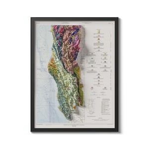 Northern California Coast Wall Map, Coastal Map Decor, California Beach Art, Travel Map Poster, Beach Lover Gift