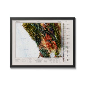 Santa Rosa Map, Santa Rosa California 1963 Geological Map, Vintage Reprint Historical Map With Relief Effect, Vintage Wall Art, Wall Decor