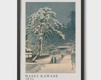 Hasui Kawase Japanese Art Print – Honmonji Temple Snow Scene