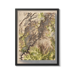 Impressão de mapa topográfico do Parque Nacional de Canyonlands, arte de parede em relevo sombreado, mapa vintage de aparência 3D, presente exclusivo para geólogos, decoração para casa