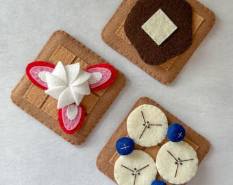 Felt  Breakfast Waffle Set | Strawberries & Bananas | Felt toys | Eco friendly toy food