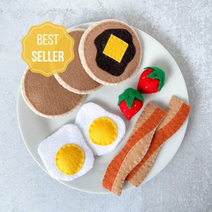 Felt food breakfast Play food eggs Felt toys Pretend bacon Eco friendly toy food image 1