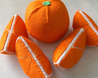 Felt Orange and slices | Play food fruit | Felt toys | Pretend fruit | Eco-friendly toy food