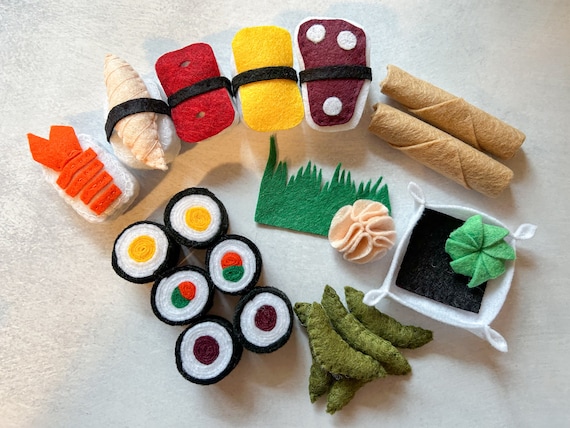 Felt Sushi Set Pretend Play Food Play Food Kids Toy Sushi Rolls  Ready to Ship (Medium)