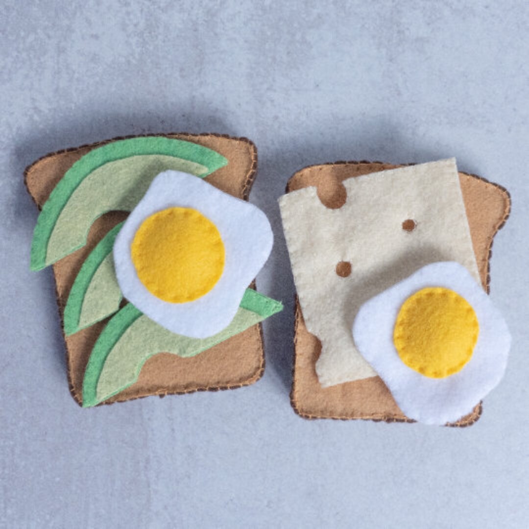 Felt Avocado Toast Felt Breakfast Set Felt Play Food Pretend Food Felt