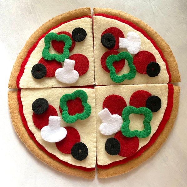 Felt supreme pizza | Felt toys | Pretend sandwich | Eco friendly toy food | Felt pepperoni | Pizza slices