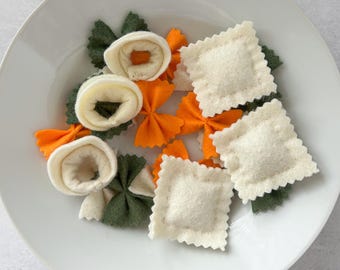 Felt pasta set, Play food | Felt toys | Pretend bow tie pasta | Eco friendly toy food | Christmas gift | Kids toy | Gift