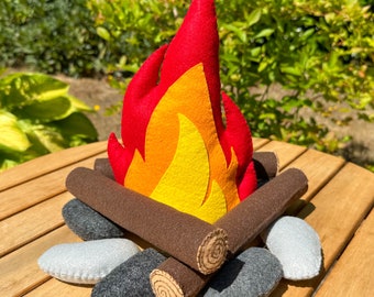 Filz Lagerfeuer | Spiel Essen | Filzspielzeug | So tun, als s’mores | Umweltfreundliches Spielzeug Essen | Filz Marshmallows | S'mores aus Filz