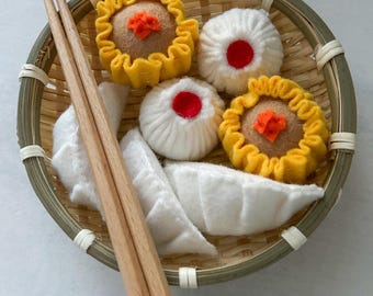 Filtdumplingset | Dim Sum | Låtsasmat | Leksak | Barnleksak | Klar för leverans