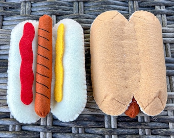 Felt Hot Dogs | Play food | Felt toys | Eco-friendly toy food