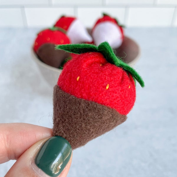 Chocolate covered strawberries | Felt dessert | Felt pretend food | Eco friendly pretend food | Pretend strawberries