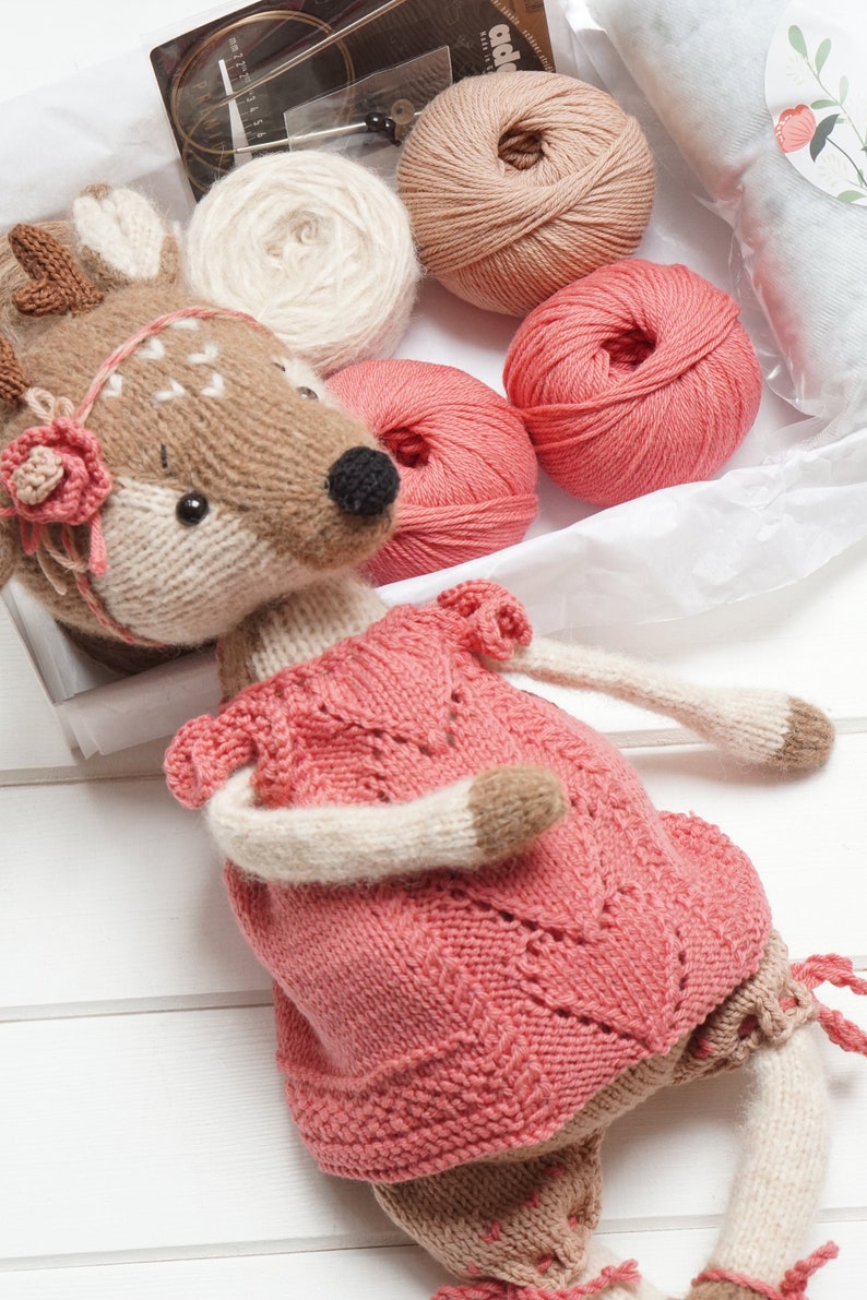 Knitting Kits Toy Knitting Patterns SUPPLY KIT Reindeer Toy Etsy