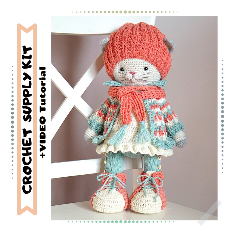 Amigurumi Kits with yarn Toy crochet patterns DIY KIT Kitty Etsy