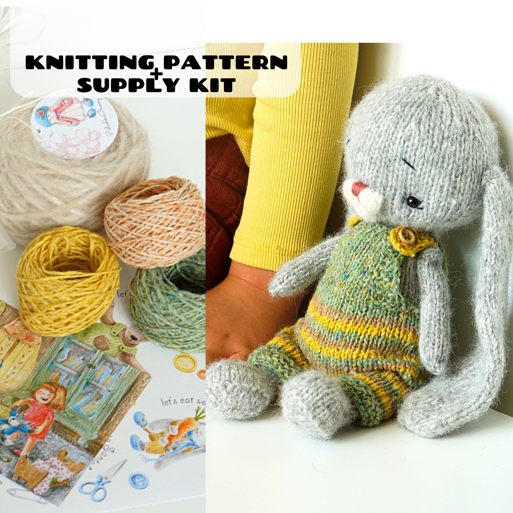 Sewing & Fiber Knitting Pattern & Supply Kit Supply Kit Little Bunny