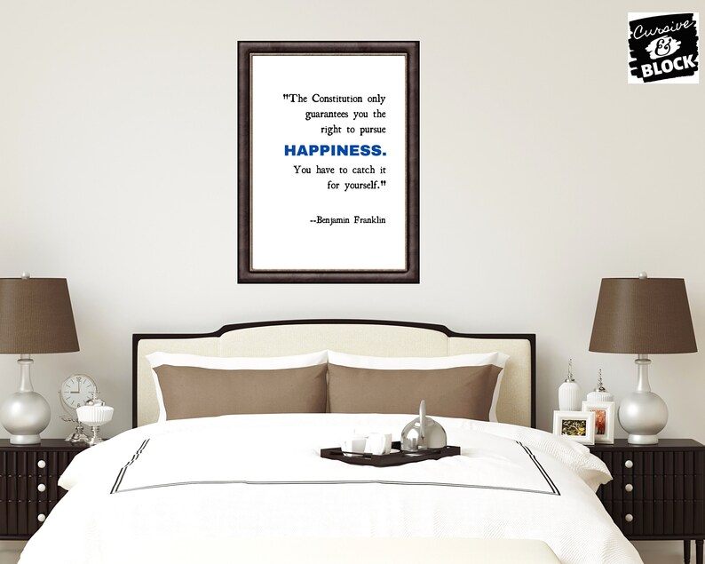 Benjamin Franklin Happiness Quote Printable History Buff Etsy