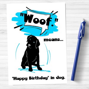 Black Labrador Dog Birthday Card Printable, Funny Happy Birthday Print At Home Dog Lover Greeting Card