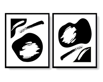Set of 2 Abstract Boho Wall Art Printable Downloadable Prints