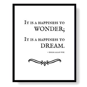 Edgar Allan Poe Above Bed Decor Poem Print, Printable Literature Poster Dream Sign Download