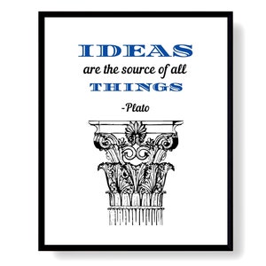 Ancient Greek Philosopher Plato Printable Wisdom Philosophy Quote With Greek Column Digital Download