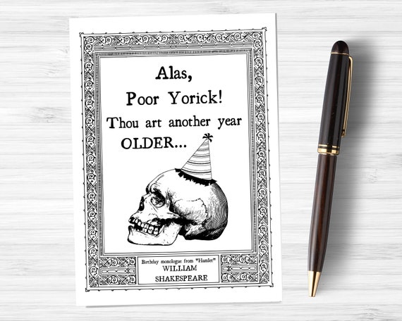 Shakespeare Funny Birthday Card Printable Hamlet Yorick | Etsy