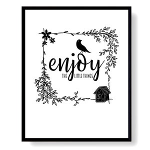 Arte de pared inspirador, arte de cotización imprimible de gratitud, disfrute de las pequeñas cosas, descarga digital de regalo de atención plena