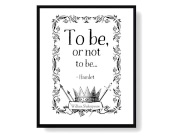 Shakespeare Hamlet literatuurcitaten afdrukbaar, om te zijn of niet om literaire print digitale download te zijn