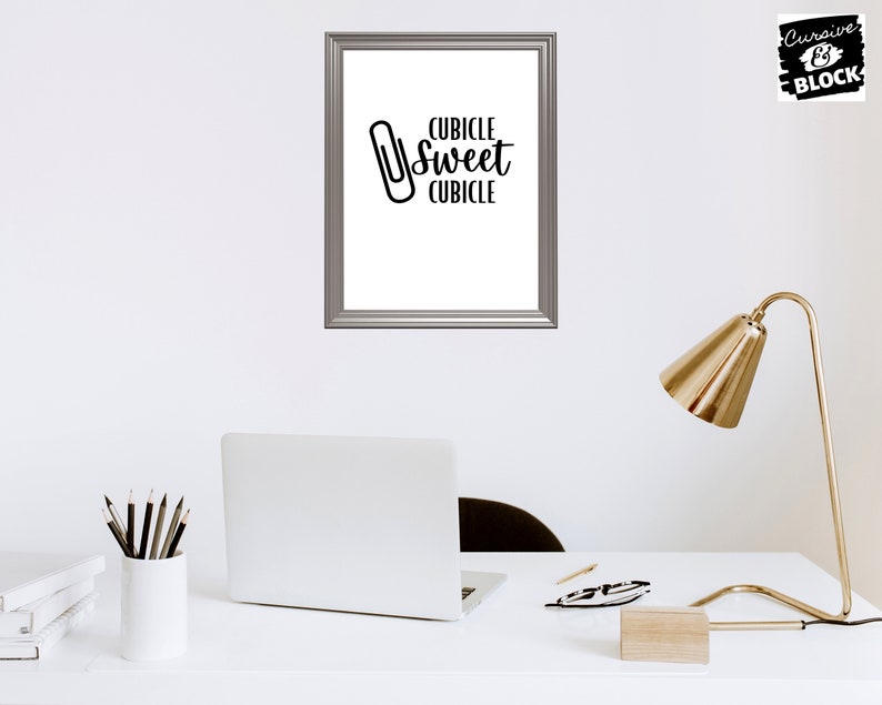 cubicle sweet cubicle decor printable quote sign cute office etsy