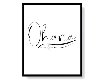 Ohana teken afdrukbare Word Art familie minimalistische poster