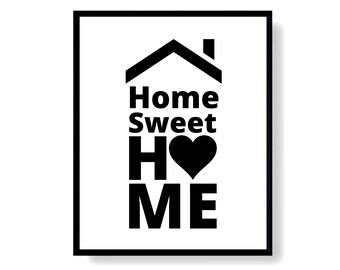 Home Sweet Home Printable Sign, Home Decor Wall Art Print Download