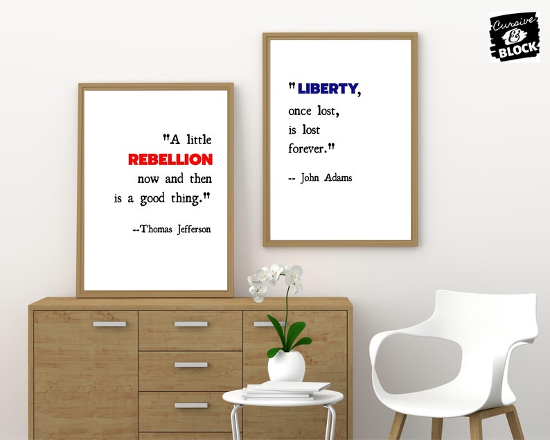 Set Two Wall Art History Prints Thomas Jefferson John Adams Etsy