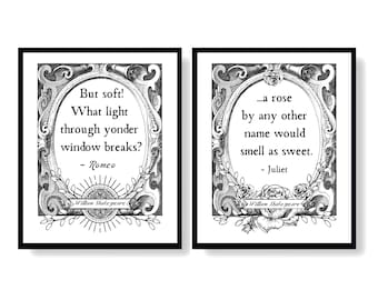 Galeriewandset printables Romeo Juliet Shakespeare literaire prints direct downloaden