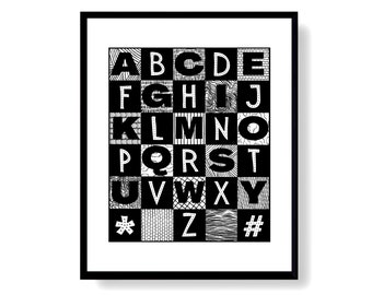 Alphabet Poster ABC Wall Art Digital Download Abstract Print