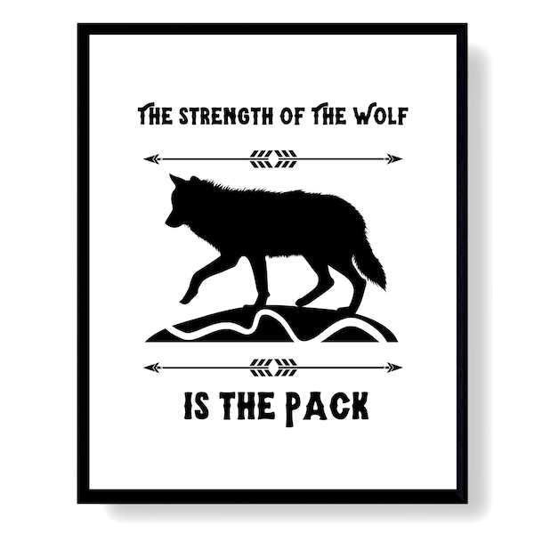 Southwest Decor Wolf Print Art Download, Strength Of The Wolf Is The Pack Printable Cabin Wall Art