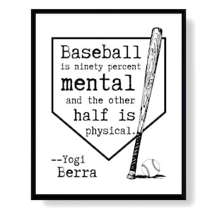 Yogi Berra Quote Print, Baseball Wall Art Printable, Man Cave Decor Digital Download