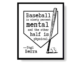 Yogi Berra Quote Print, Honkbal Wall Art Printable, Man Cave Decor Digitale Download