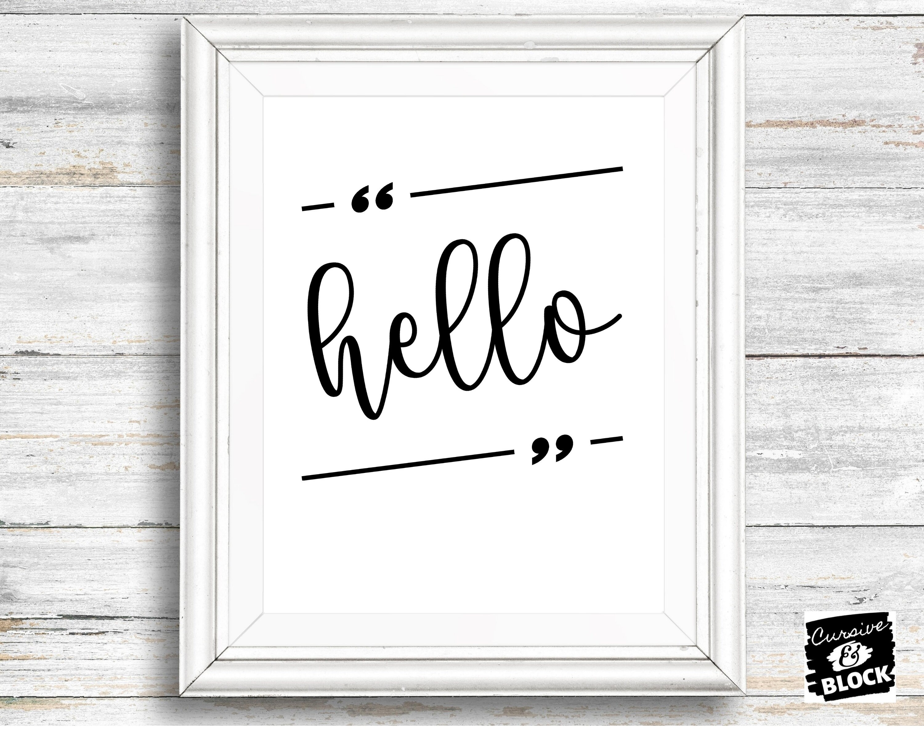 Hello Sign Script Font Printable Quotes Wall Decor One Word | Etsy
