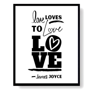 Literary Wall Art Printable Love Words Sign James Joyce Ulysses Book Quote Print Typography Art