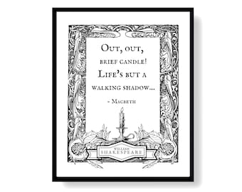 Shakespeare Art afdrukbare literaire poster, Macbeth Quote Print digitale download