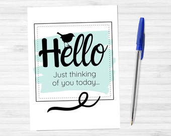 Thinking Of You Long Distance Relationship Hello Downloadable Card