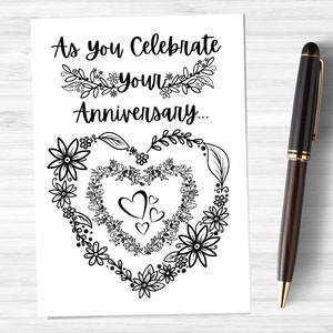 Anniversary Card Printable Heart Anniversary Card Happy Anniversary Celebration Card For Couple Digital Download