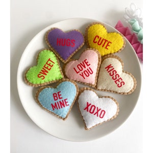 Valentine&#39;s Day Felt heart conversation cookies, Valentines day felt candy hearts, Valentine&#39;s Day heart ornament, Valentines decorations
