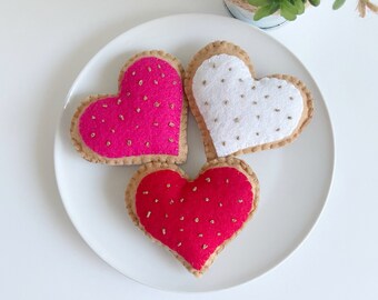 Valentine's Day Felt heart sugar cookie, Valentines day felt heart ornament, felt sugar cookie heart, Valentine's Day heart ornament
