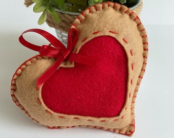 Valentine's Day Felt heart cookie, Valentines day felt heart ornament, Valentine's felt ornament, Valentines day gift, Valentines decoration