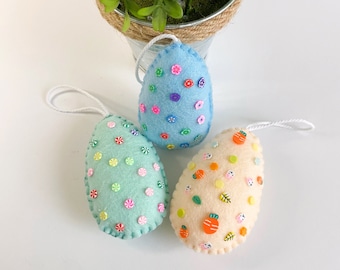 Easter eggs Ornaments, Felt Easter eggs ornaments, Easter decorations, Felt stuffed Eggs ornaments, felted Easter eggs, Easter tree felt